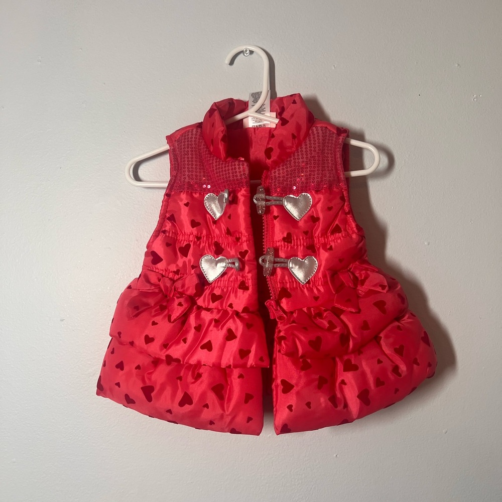 Little Lass Red Heart Vest with Silver Accents